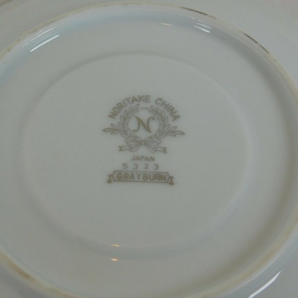 Set Noritake Grayburn Footed Cup 2.25" tall & Saucer 5 5/8" dia Platinum Trim - Picture 4 of 10